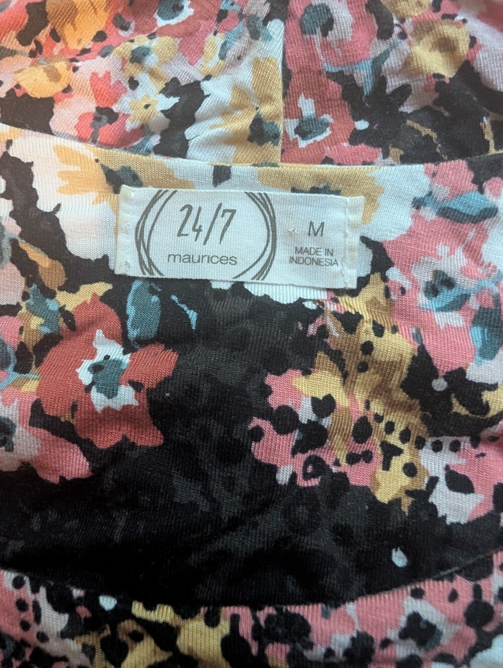 Maurices Black Mini Dress with Coral, White & Blue Floral Print - Picture 2 of 6